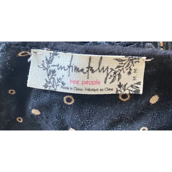 Free People Intimately Mini Slip Dress Ruffled Black Gold Dot Medium Button Back - Picture 7 of 13